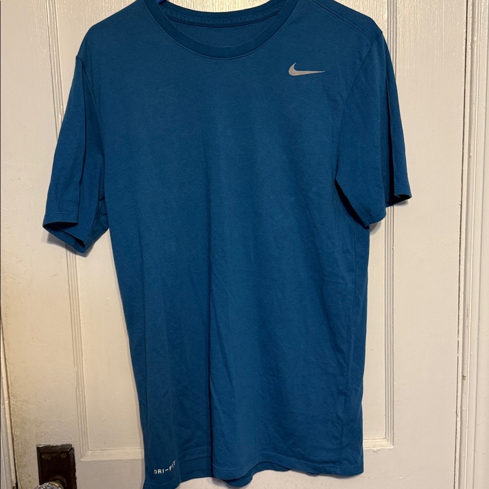 Nike Blue/Teal Dri-FIT Tee with Silver Swoosh